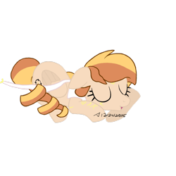 Size: 1280x1280 | Tagged: safe, artist:davetube24, oc, oc only, oc:ara, pegasus, pony, clothes, food, orange, scarf, sleeping