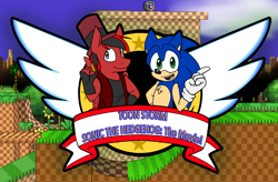 Size: 2276x1496 | Tagged: safe, artist:isaacs-collar, oc, oc:toonkriticy2k, anthro, anthro oc, crossover, cursed image, green hill zone, harsher in hindsight, hat, red and black oc, sonic the hedgehog, sonic the hedgehog (series), top hat