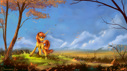 Size: 1920x1080 | Tagged: dead source, safe, artist:shamanguli, oc, oc only, oc:bright ember, scenery, solo