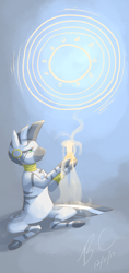 Size: 1700x3600 | Tagged: safe, artist:cabbion, zecora, zebra, potion, sitting, solo