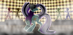 Size: 3900x1880 | Tagged: safe, artist:veeveetherpernartist, coloratura, the mane attraction, backup dancers, bracelet, countess coloratura, smoke, spiked wristband