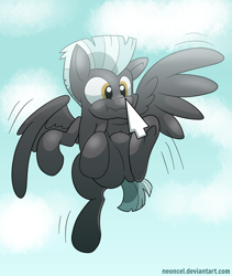 Size: 1024x1214 | Tagged: safe, artist:neoncel, thunderlane, pegasus, pony, boop, cloud, cursor, cute, flying, fourth wall, male, scrunchy face, sky, solo, stallion, thunderbetes, underhoof