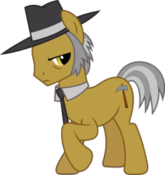 Size: 3702x3939 | Tagged: safe, artist:timelordomega, igneous rock pie, earth pony, pony, hearthbreakers, hat, male, necktie, raised hoof, simple background, solo, stallion, transparent background, vector