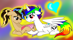 Size: 1280x700 | Tagged: safe, artist:paintbrushponyartist, oc, oc only, oc:jack, oc:paint, alicorn, pony, alicorn oc, female, male, oc x oc, shipping, straight