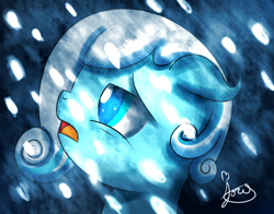 Size: 1008x792 | Tagged: safe, artist:jorge123esp, oc, oc only, oc:snowdrop, sad, snow, snowfall, solo