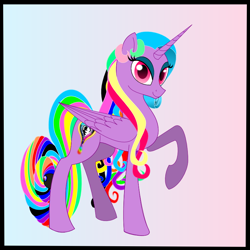 Size: 800x800 | Tagged: safe, artist:auroraswirls, oc, oc only, oc:aurora swirls, alicorn, pony, alicorn oc, female, gradient background, mare, simple background, solo, vector