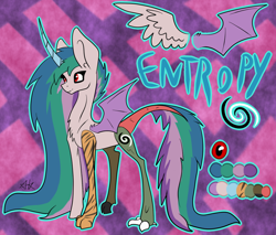 Size: 1024x874 | Tagged: safe, artist:abdonis, oc, oc only, oc:entropy, hybrid, interspecies offspring, offspring, parent:discord, parent:princess celestia, parents:dislestia, solo