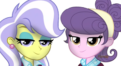 Size: 1366x756 | Tagged: safe, artist:pixlrtrixiestar, edit, screencap, suri polomare, upper crust, equestria girls, friendship games, bedroom eyes, discovery family logo, duo, earring, eyeshadow, piercing