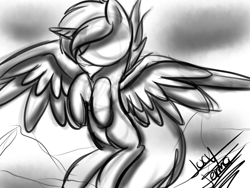 Size: 1600x1200 | Tagged: safe, artist:scarlett-letter, oc, oc only, alicorn, pony, alicorn oc, commission, doodle, flying, male, monochrome, sketch, stallion