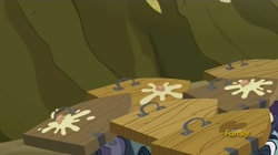 Size: 1782x1000 | Tagged: safe, screencap, the hooffields and mccolts, cupcake, discovery family logo, door, doors, food, mccolt family