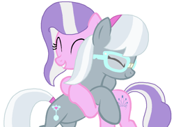 Size: 996x724 | Tagged: safe, artist:iceagelover, diamond tiara, silver spoon, earth pony, pony, adorabullies, cute, eyes closed, female, hug, older, older diamond tiara, older silver spoon, teenager