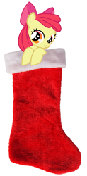 Size: 851x1730 | Tagged: safe, artist:creshosk, edit, apple bloom, adorabloom, christmas, christmas stocking, cute, peekaboo, peeking, simple background, sock, solo