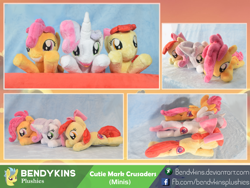 Size: 1024x768 | Tagged: safe, artist:bendykins, apple bloom, scootaloo, sweetie belle, adorabloom, cute, cutealoo, cutie mark, cutie mark crusaders, diasweetes, irl, photo, plushie, the cmc's cutie marks