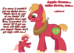 Size: 2561x1847 | Tagged: safe, artist:ludiculouspegasus, big macintosh, oc, oc:apple cream, earth pony, pony, father and child, father and son, male, offspring, parent and child, parent:big macintosh, parent:fluttershy, parents:fluttermac, simple background, stallion, transparent background