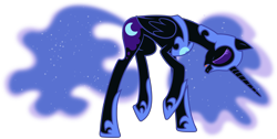 Size: 7250x3640 | Tagged: safe, artist:90sigma, nightmare moon, absurd resolution, eyes closed, head down, laughing, open mouth, simple background, solo, transparent background, vector