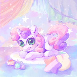 Size: 1000x1000 | Tagged: safe, artist:hanada, sweetie belle, cute, diasweetes, perfume, pixiv, solo