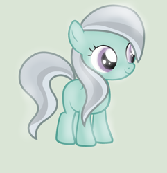 Size: 1832x1904 | Tagged: safe, artist:the-crystal-dragon10, oc, oc only, oc:emerald harp, earth pony, pony, blank flank, female, filly, green background, offspring, parent:silver spoon, parent:snips, parents:silversnips, simple background, solo