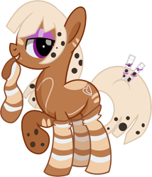 Size: 926x1082 | Tagged: safe, artist:digimonlover101, oc, oc only, oc:bubble tea, earth pony, food pony, original species, bubble tea, clothes, food, mouth hold, ponified, simple background, socks, straw, striped socks, transparent background