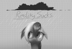 Size: 1121x756 | Tagged: safe, artist:sy-vs, minuette, depressed, floppy ears, grayscale, monochrome, rain