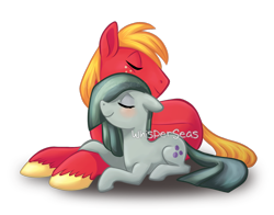 Size: 1600x1257 | Tagged: safe, artist:whisperseas, big macintosh, marble pie, earth pony, pony, male, marblemac, shipping, stallion, straight, watermark