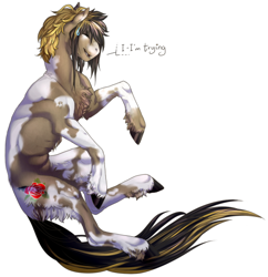Size: 500x517 | Tagged: safe, artist:eideer, oc, oc only, earth pony, pony, eyes closed, solo