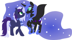 Size: 1024x564 | Tagged: safe, artist:fullcream160, nightmare moon, oc, oc:krystel, minimalist