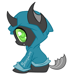 Size: 2225x2358 | Tagged: safe, artist:starlightlore, oc, oc only, oc:omni, changeling, changeling oc, clothes, cute, cuteling, hoodie, simple background, transparent background