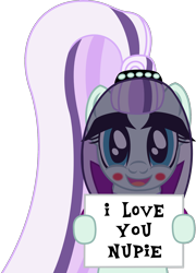 Size: 1304x1812 | Tagged: safe, artist:nupiethehero, coloratura, oc, oc only, blushing, canon x oc, countess coloratura, cute, rarabetes, shipping, show accurate, sign, solo