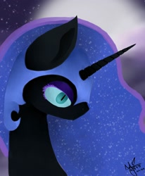 Size: 1648x2000 | Tagged: safe, artist:gaabcio13, nightmare moon, bust, moon, portrait, solo