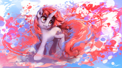 Size: 1920x1080 | Tagged: safe, artist:huussii, oc, oc only, oc:dawnfire, pony, unicorn, paint splatter, solo