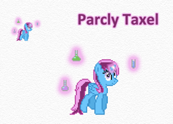 Size: 504x362 | Tagged: safe, artist:verve, oc, oc only, oc:parcly taxel, alicorn, pony, albumin flask, alicorn oc, flask, levitation, magic, pixel art, solo, telekinesis, wet mane