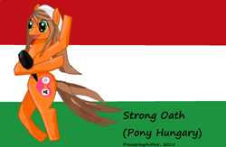 Size: 1468x956 | Tagged: safe, artist:pioneeringauthor, oc, oc only, hungary, nation ponies, ponified, solo