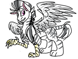 Size: 520x390 | Tagged: safe, artist:sessomesmaru, oc, oc only, griffon, hybrid, zebra, solo