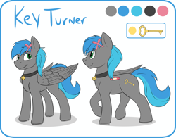 Size: 1280x1002 | Tagged: safe, artist:swiftsketchpone, oc, oc only, oc:key turner, pegasus, pony, bell, bell collar, collar, reference sheet, solo