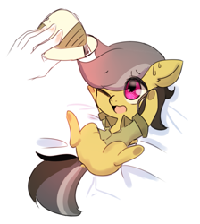 Size: 1143x1278 | Tagged: safe, artist:lessue, daring do, human, accessory theft, cute, daring dorable, filly, hat, pith helmet, solo, tiny ponies, younger