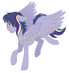 Size: 1600x1684 | Tagged: safe, artist:whisperseas, oc, oc only, oc:rip tide, pegasus, pony, offspring, parent:rainbow dash, parent:soarin', parents:soarindash, simple background, solo, watermark, white background