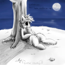 Size: 1280x1280 | Tagged: safe, artist:snow-fangs, oc, oc only, oc:snow fangs, crying, moon, text