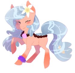 Size: 900x877 | Tagged: safe, artist:rannarbananar, oc, oc only, oc:island tide, original species, pond pony, flower, solo