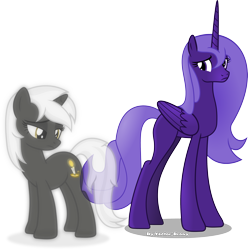 Size: 3387x3413 | Tagged: safe, artist:vector-brony, oc, oc only, oc:lacunae, oc:psalm, alicorn, pony, unicorn, fallout equestria, fallout equestria: project horizons, artificial alicorn, cutie mark, female, hooves, horn, mare, purple alicorn (fo:e), simple background, transparent background, wings