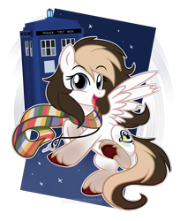 Size: 1811x2214 | Tagged: safe, artist:xwhitedreamsx, oc, oc only, clothes, doctor who, scarf, simple background, solo, tardis, transparent background