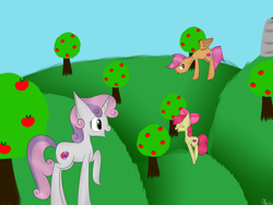 Size: 3000x2250 | Tagged: safe, artist:ahido, apple bloom, scootaloo, sweetie belle, apple tree, cutie mark, cutie mark crusaders, the cmc's cutie marks, tree