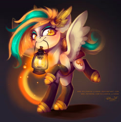 Size: 2439x2459 | Tagged: safe, artist:wilvarin-liadon, oc, oc only, oc:shiny blade, lantern, mouth hold, solo