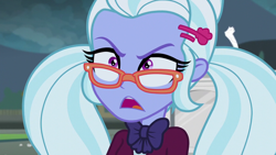 Size: 1280x720 | Tagged: safe, screencap, sugarcoat, equestria girls, friendship games, angry, glasses, solo