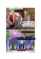 Size: 3541x5016 | Tagged: safe, artist:gashiboka, spike, oc, oc:night star, dragon, pony, unicorn, comic:recall the time of no return, comic, older, older spike, patreon, patreon logo, twilight's castle