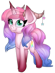 Size: 2971x3955 | Tagged: safe, artist:partylikeanartist, oc, oc only, oc:rainbow star, hybrid, cute, gradient hooves, gradient mane, looking at you, simple background, smiling, solo, transparent background, wingding eyes