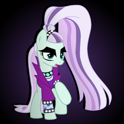 Size: 920x920 | Tagged: safe, artist:omnisimon11, coloratura, earth pony, pony, choker, countess coloratura, female, mare, open mouth, raised hoof, solo, spiked choker, spiked wristband, wristband