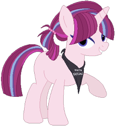 Size: 328x358 | Tagged: safe, artist:rainy-ponyashka-dash, oc, oc only, bandana, magical lesbian spawn, offspring, parent:moondancer, parent:starlight glimmer, parents:glimmerdancer, solo