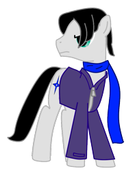 Size: 671x852 | Tagged: safe, artist:prism note, oc, oc only, oc:blade blitz, earth pony, pony, clothes, jacket, scarf