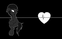 Size: 1600x1000 | Tagged: safe, artist:soulfulmirror, oc, oc only, oc:soulful mirror, electrocardiogram, heart, ponysona, solo