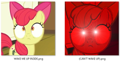 Size: 547x277 | Tagged: safe, edit, edited screencap, screencap, apple bloom, bloom and gloom, bring me to life, evanescence, meme, wake me up inside